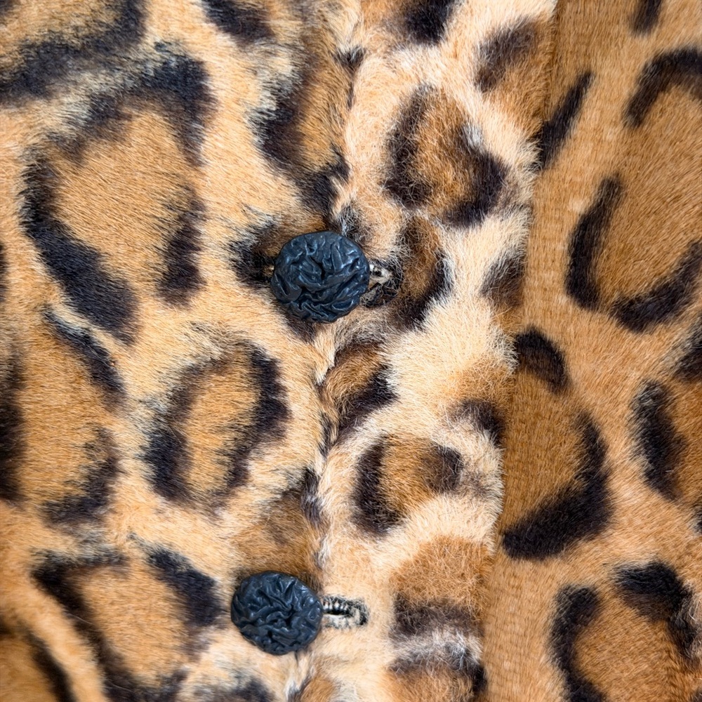 Vintage Tod OLDHAM Leopard Print Faux Fur Crop Vest - Brown/Black - Picture 3 of 11
